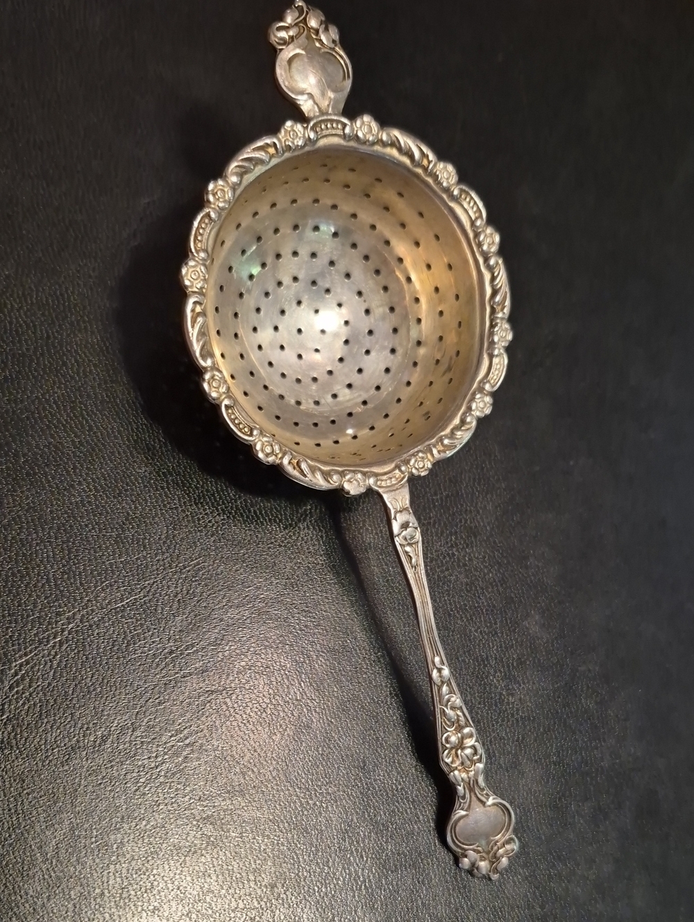 Sterling Silver Ornate Tea Strainer - Britain
